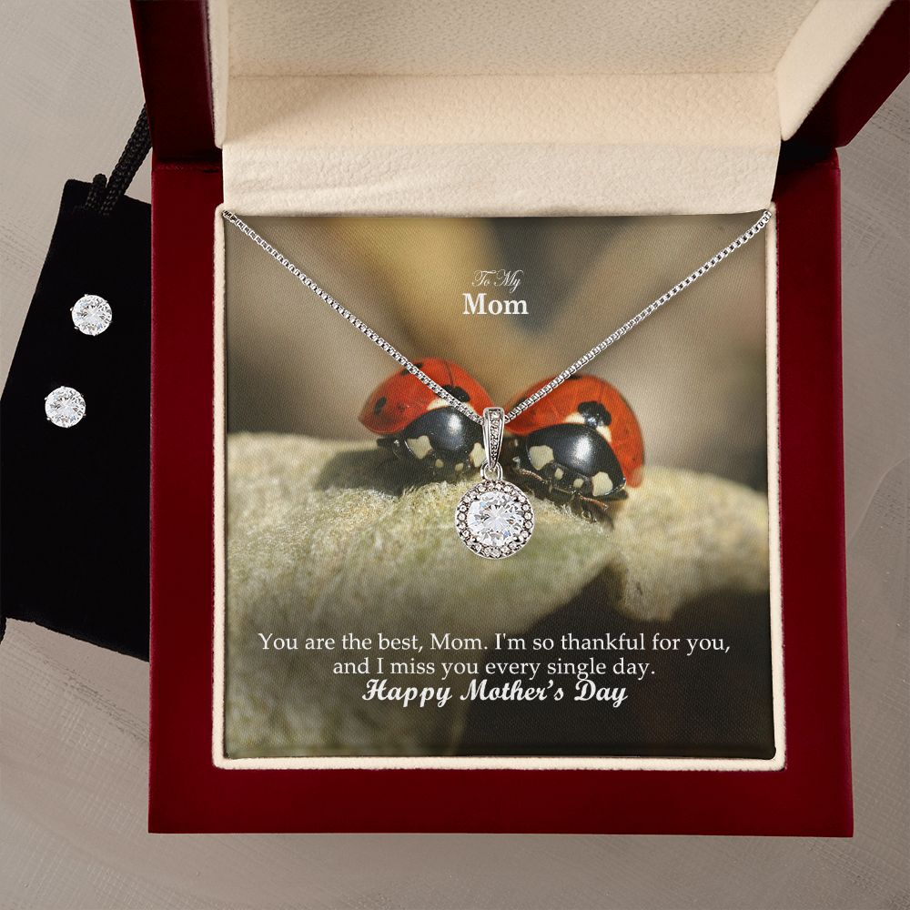 You Are The Best, Mom. I'm So Thankful For You, & I Miss You Every Single Day - Eternal Hope Necklace & Clear CZ Earrings - Gift for Mom