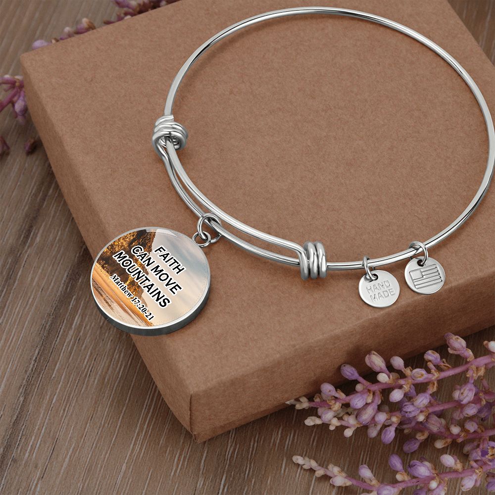 Faith Can Move Mountains - Circle Bangle - Gift for Her