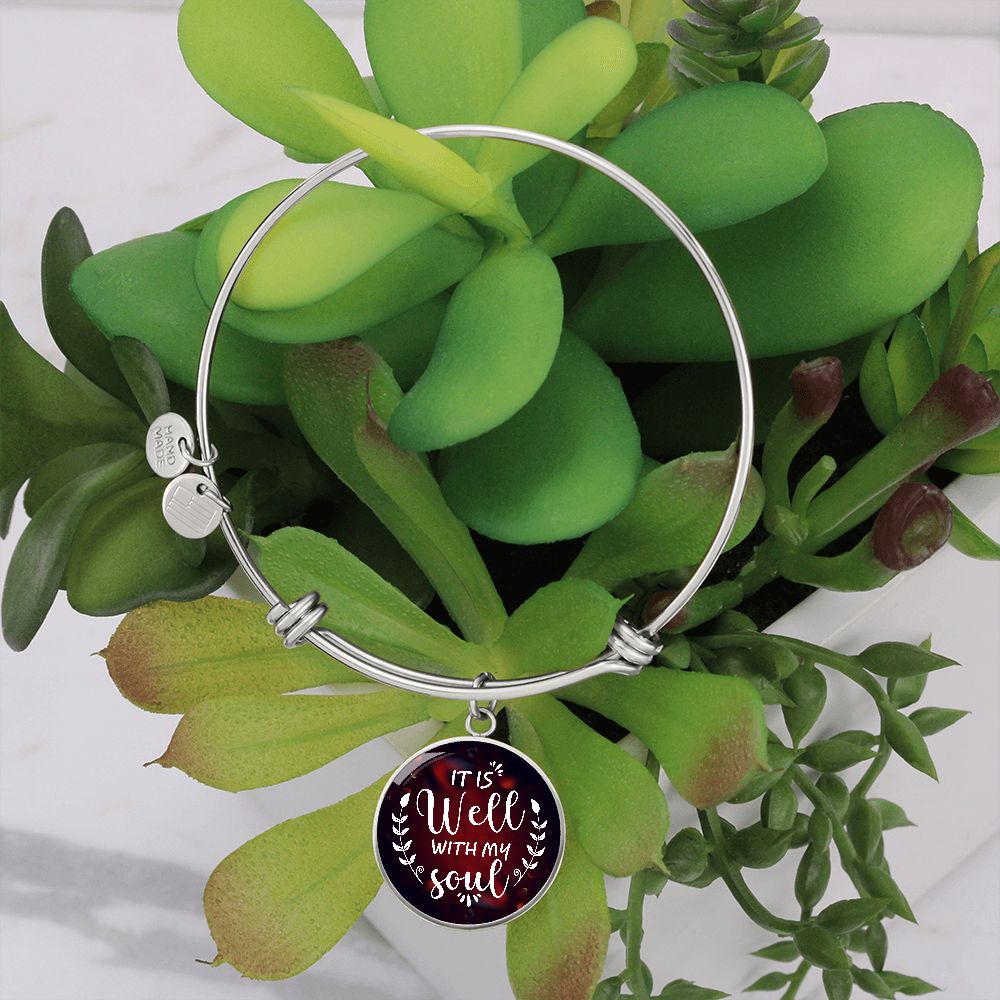 To My Daughter, It Is Well With My Soul - Luxury Circle Pendant Bangle - Gift for Daughter