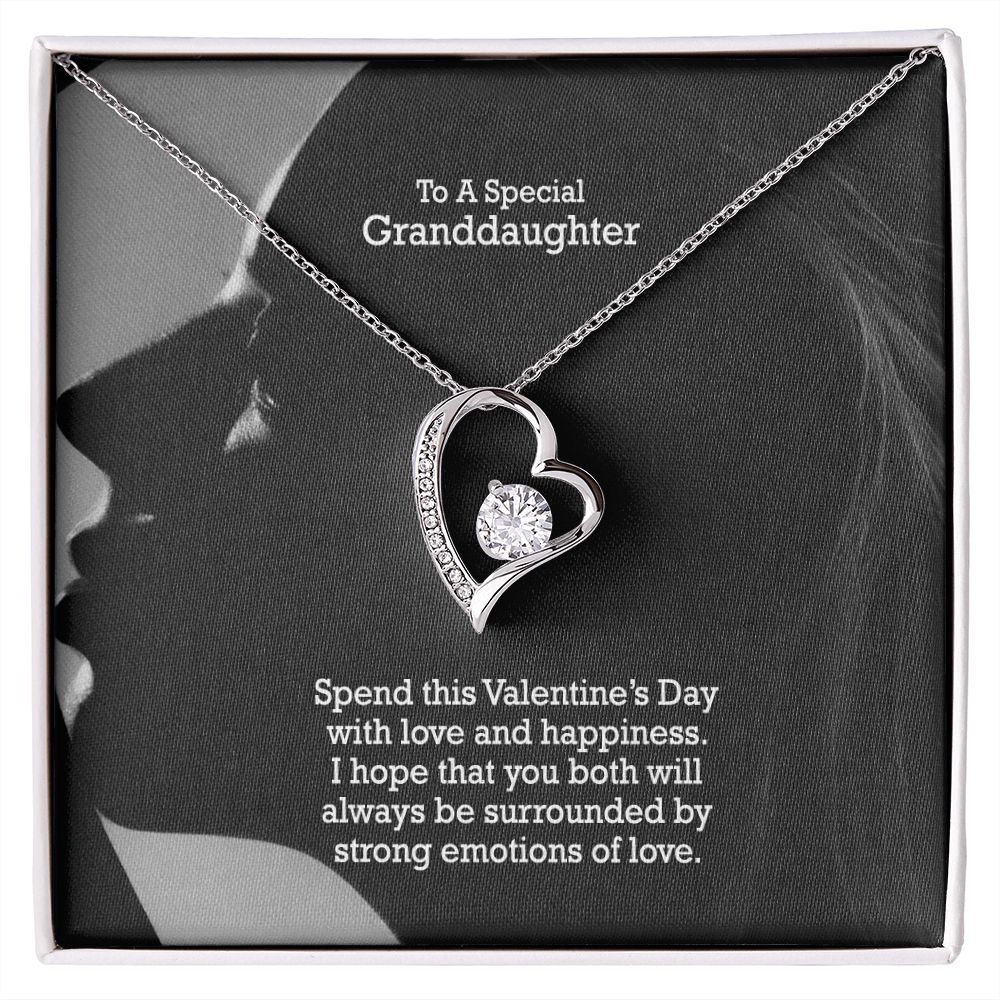 To A Special Granddaughter, Spend This Valentine's Day With Love & Happiness - Forever Love Necklace - Gift for Granddaughter