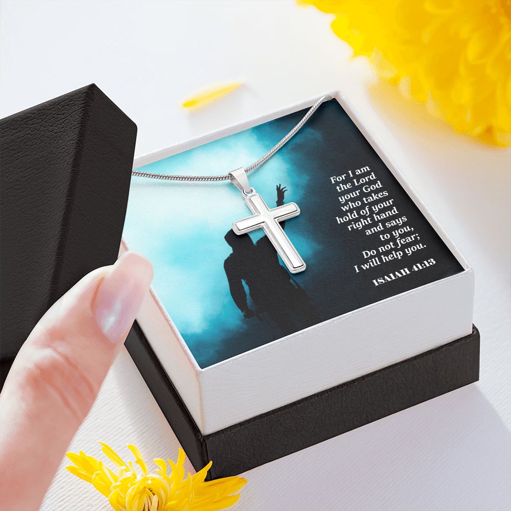 For I Am The Lord Your God - Stainless Cross Necklace with Message Card - Gift for Him