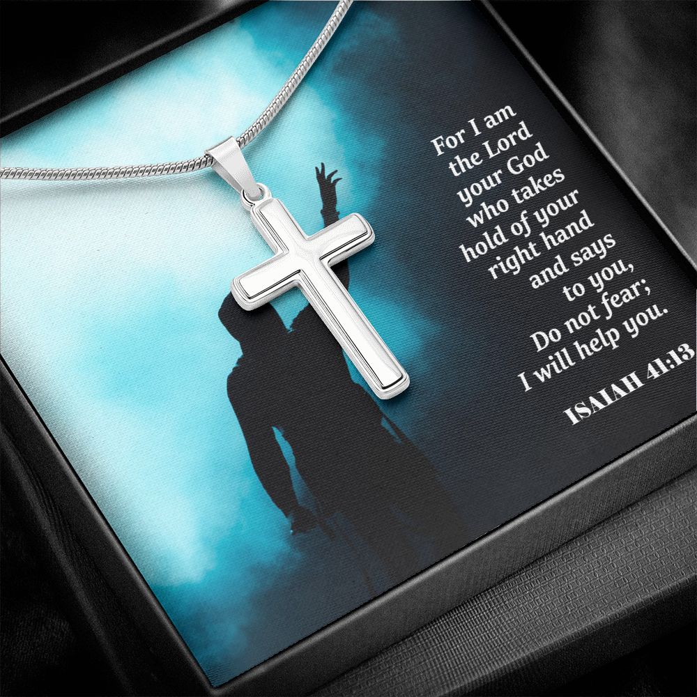 For I Am The Lord Your God - Stainless Cross Necklace with Message Card - Gift for Him