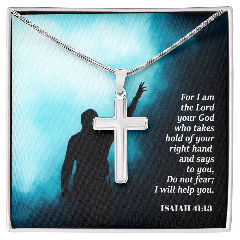 For I Am The Lord Your God - Stainless Cross Necklace with Message Card - Gift for Him