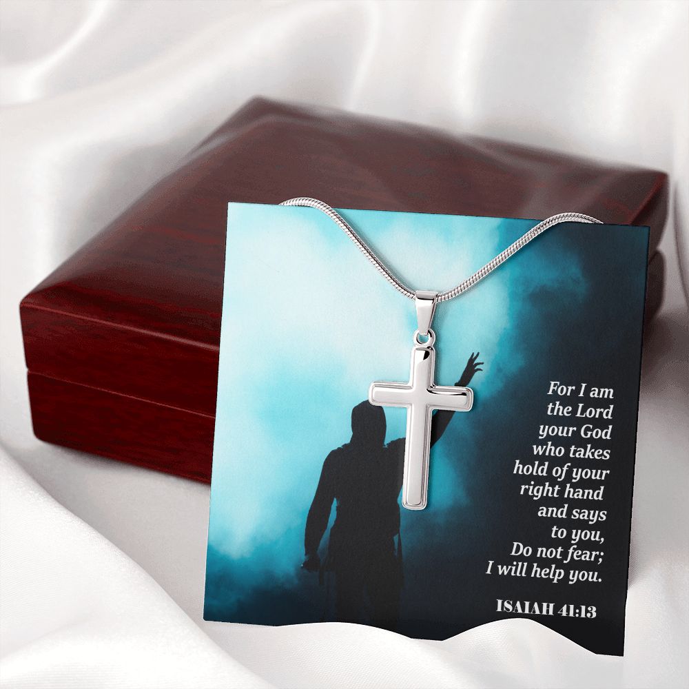For I Am The Lord Your God - Stainless Cross Necklace with Message Card - Gift for Him