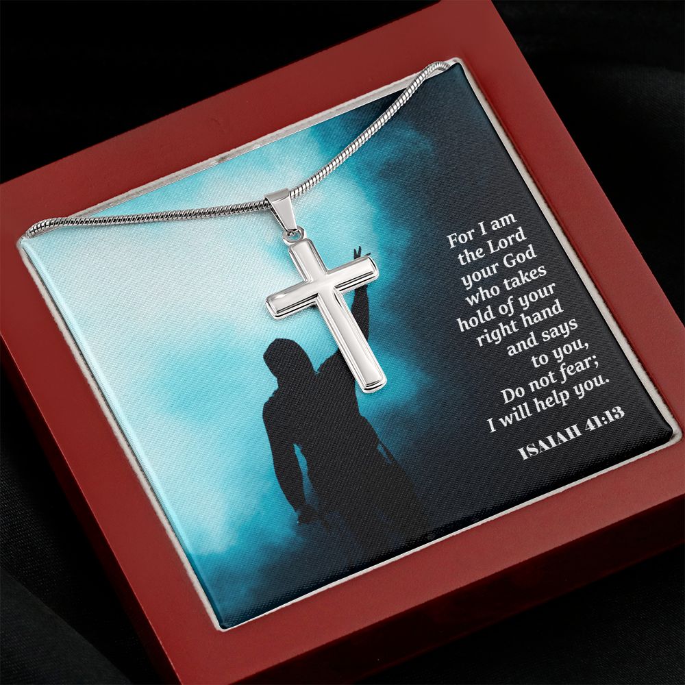 For I Am The Lord Your God - Stainless Cross Necklace with Message Card - Gift for Him