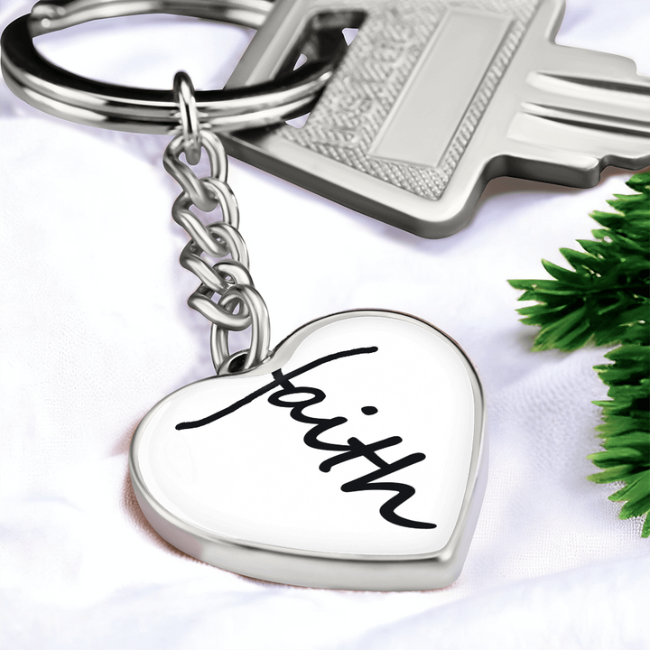 Faith (Black) – Graphic Heart Keychain – Gift for Her - Gift for Him