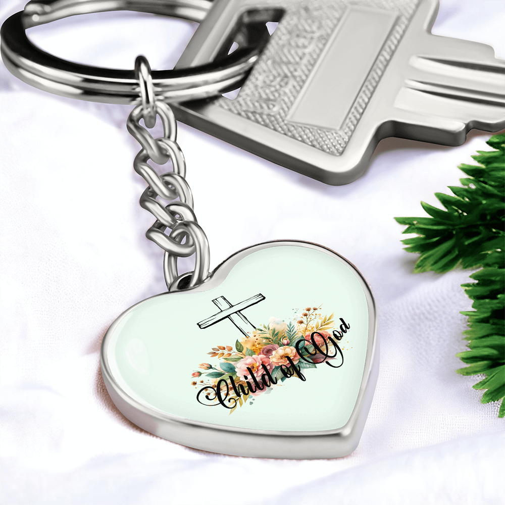 Child Of God - Graphic Heart Keychain - Gift for Her