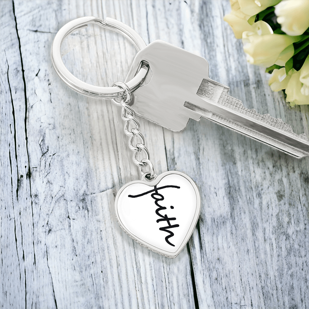 Faith (Black) – Graphic Heart Keychain – Gift for Her - Gift for Him