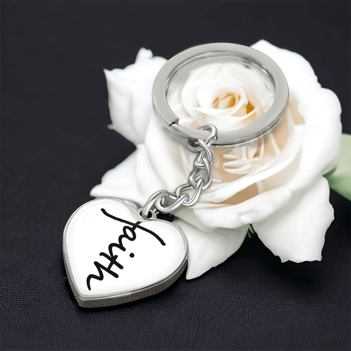 Faith (Black) – Graphic Heart Keychain – Gift for Her - Gift for Him