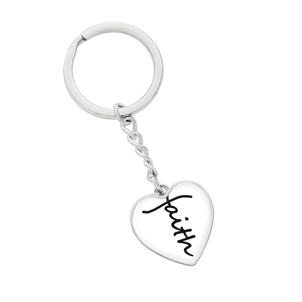 Faith (Black) – Graphic Heart Keychain – Gift for Her - Gift for Him