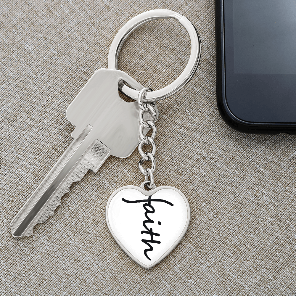 Faith (Black) – Graphic Heart Keychain – Gift for Her - Gift for Him