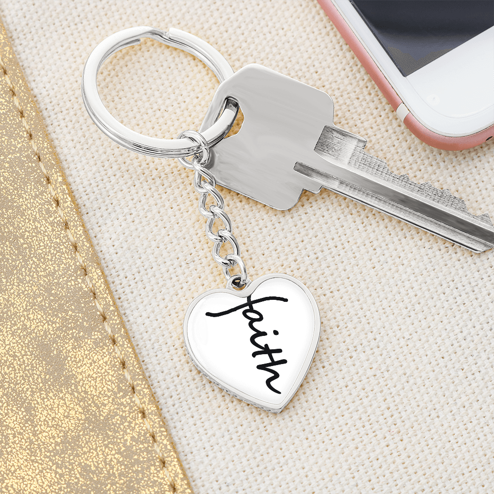 Faith (Black) – Graphic Heart Keychain – Gift for Her - Gift for Him