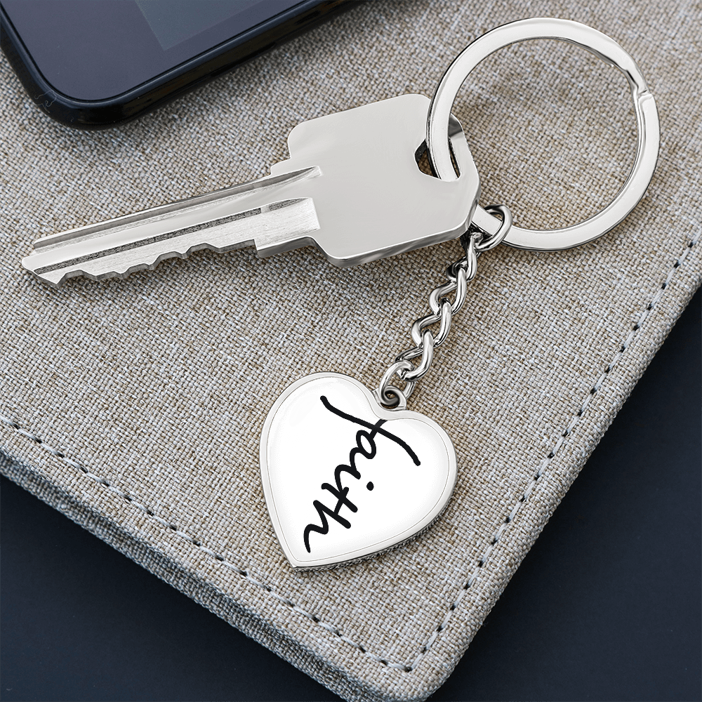 Faith (Black) – Graphic Heart Keychain – Gift for Her - Gift for Him