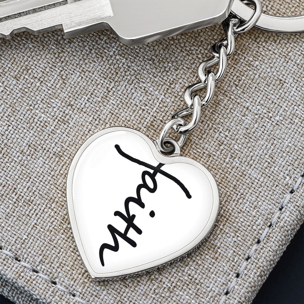 Faith (Black) – Graphic Heart Keychain – Gift for Her - Gift for Him