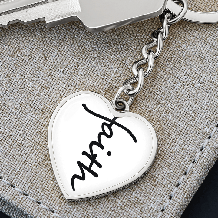 Faith (Black) – Graphic Heart Keychain – Gift for Her - Gift for Him