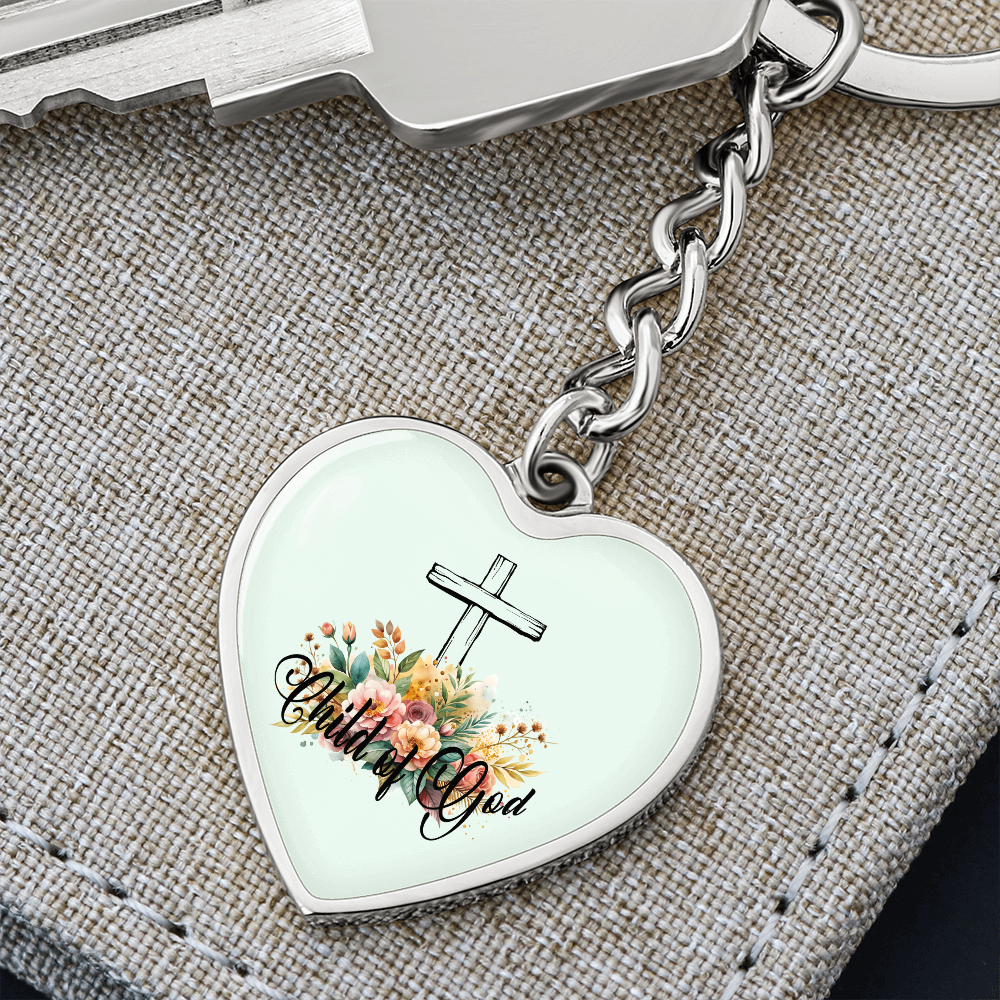 Child Of God - Graphic Heart Keychain - Gift for Her
