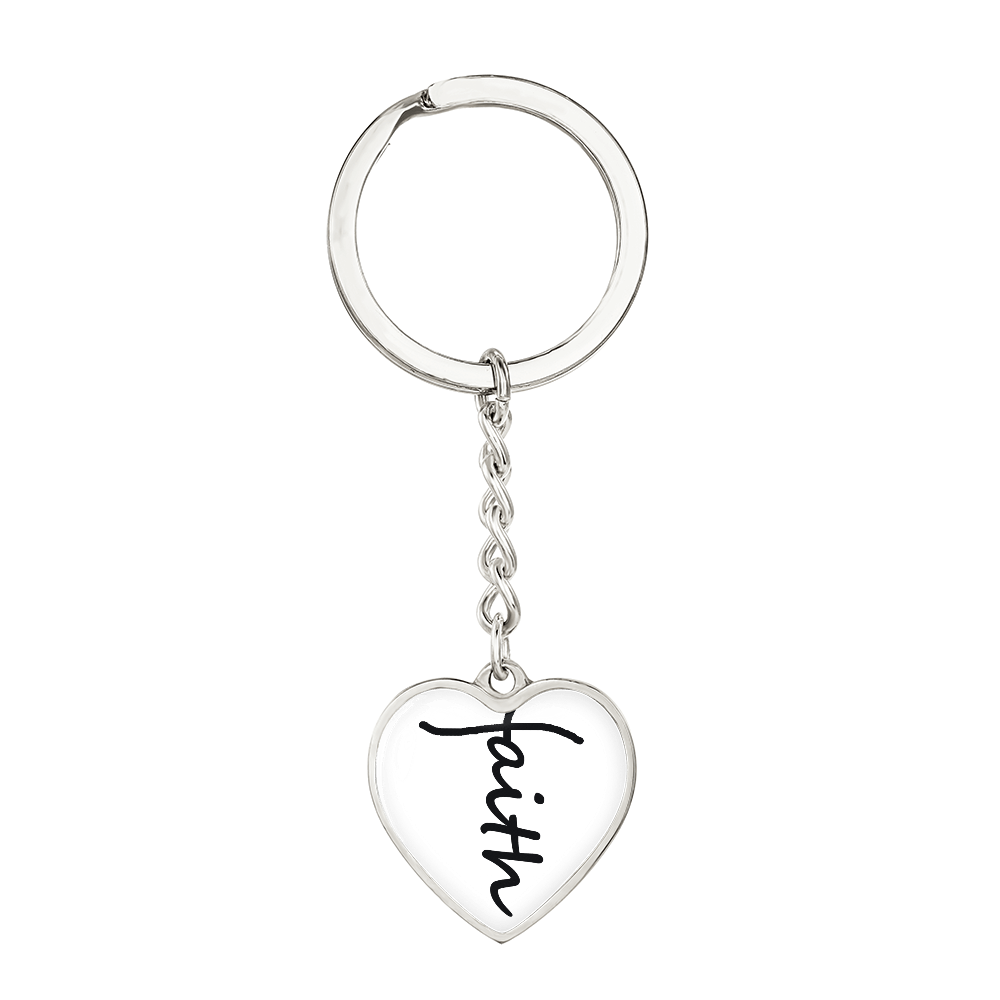 Faith (Black) – Graphic Heart Keychain – Gift for Her - Gift for Him