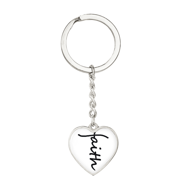 Faith (Black) – Graphic Heart Keychain – Gift for Her - Gift for Him