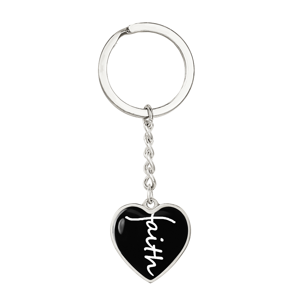 Faith (White) – Graphic Heart Keychain – Gift for Her - Gift for Him