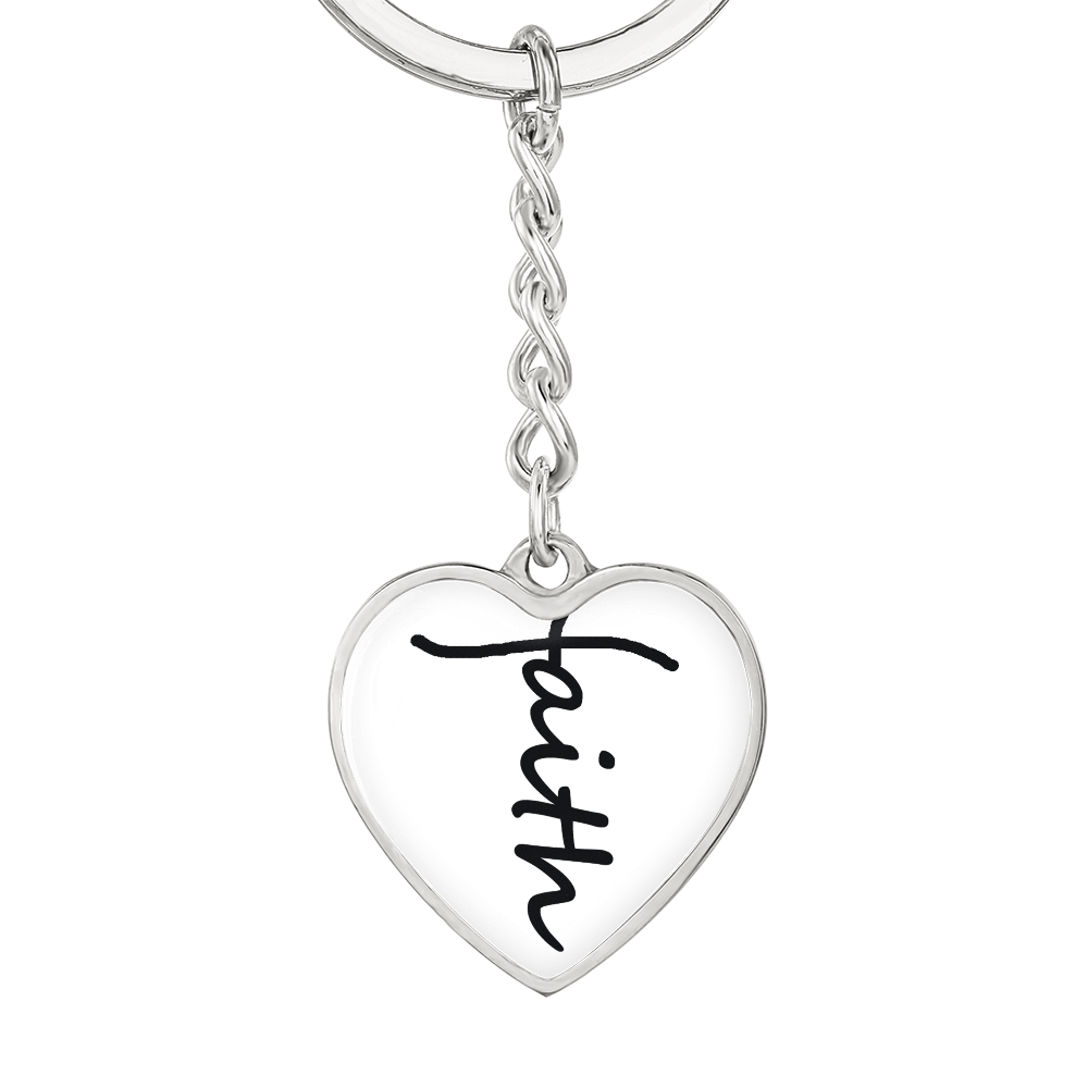 Faith (Black) – Graphic Heart Keychain – Gift for Her - Gift for Him