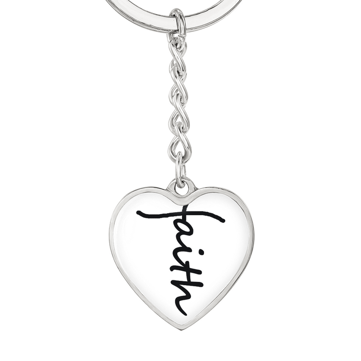 Faith (Black) – Graphic Heart Keychain – Gift for Her - Gift for Him