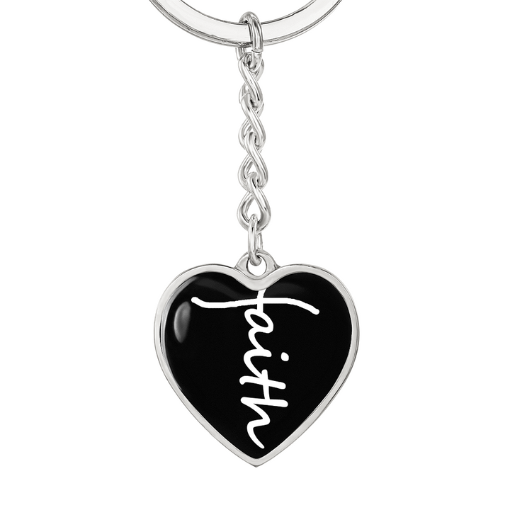 Faith (White) – Graphic Heart Keychain – Gift for Her - Gift for Him