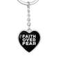 Faith Over Fear (White) - Graphic Heart Keychain - Gift for Her - Gift for Him