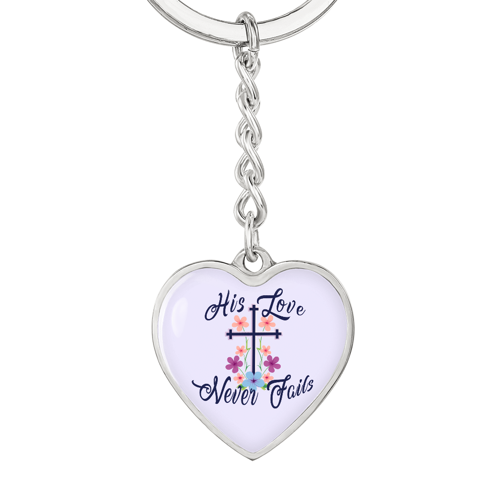 His Love Never Fails Heart Keychain – Gift for Her