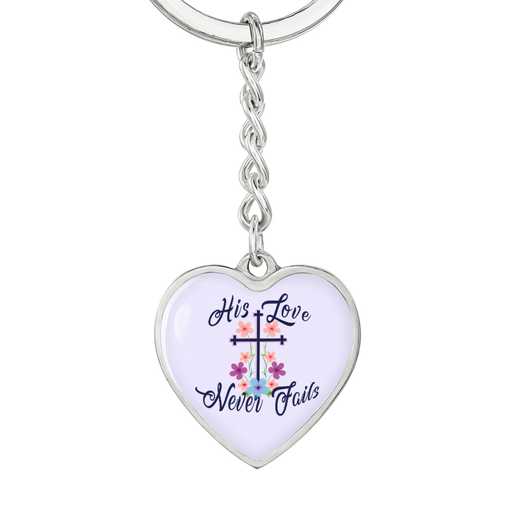 His Love Never Fails Heart Keychain – Gift for Her