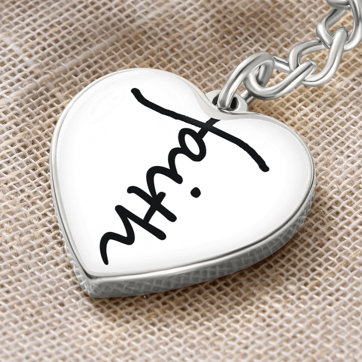 Faith (Black) – Graphic Heart Keychain – Gift for Her - Gift for Him