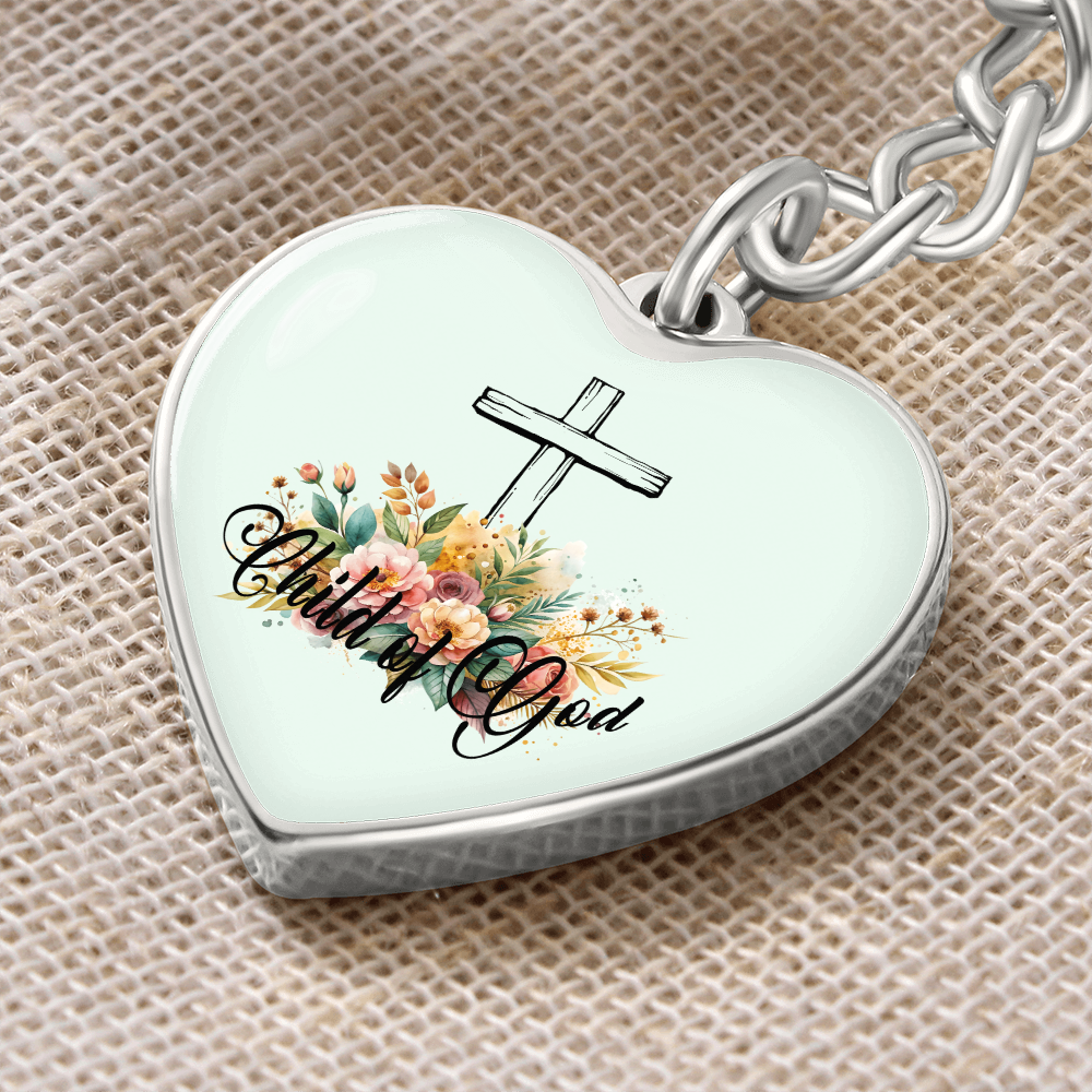 Child Of God - Graphic Heart Keychain - Gift for Her