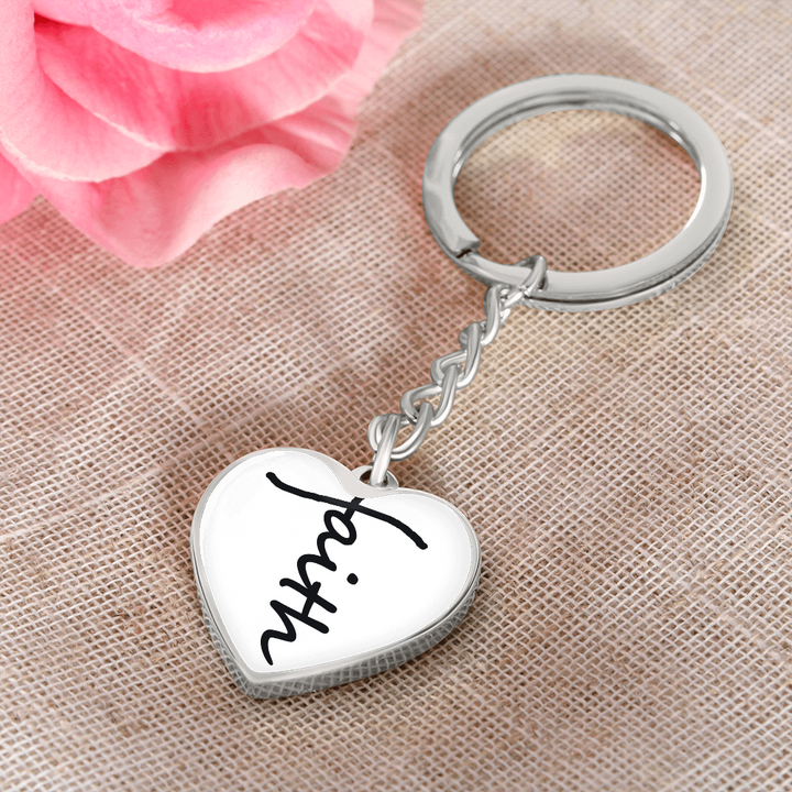 Faith (Black) – Graphic Heart Keychain – Gift for Her - Gift for Him