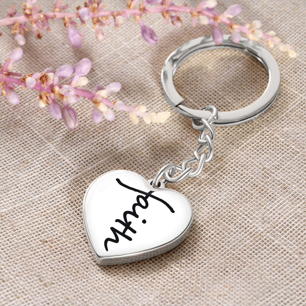 Faith (Black) – Graphic Heart Keychain – Gift for Her - Gift for Him