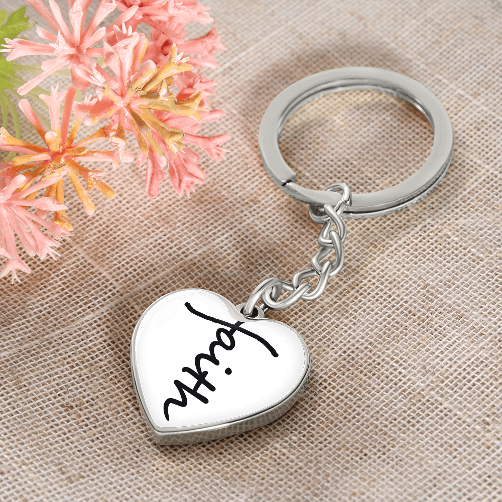 Faith (Black) – Graphic Heart Keychain – Gift for Her - Gift for Him