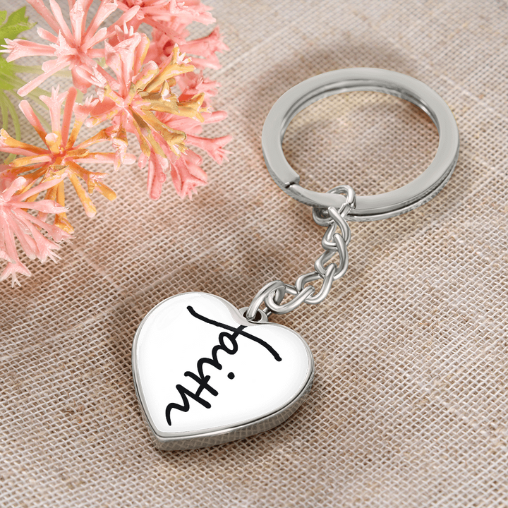 Faith (Black) – Graphic Heart Keychain – Gift for Her - Gift for Him