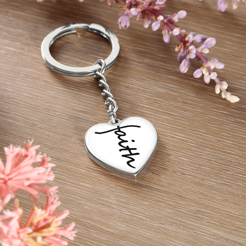 Faith (Black) – Graphic Heart Keychain – Gift for Her - Gift for Him