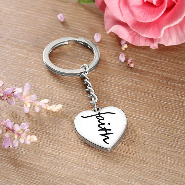 Faith (Black) – Graphic Heart Keychain – Gift for Her - Gift for Him