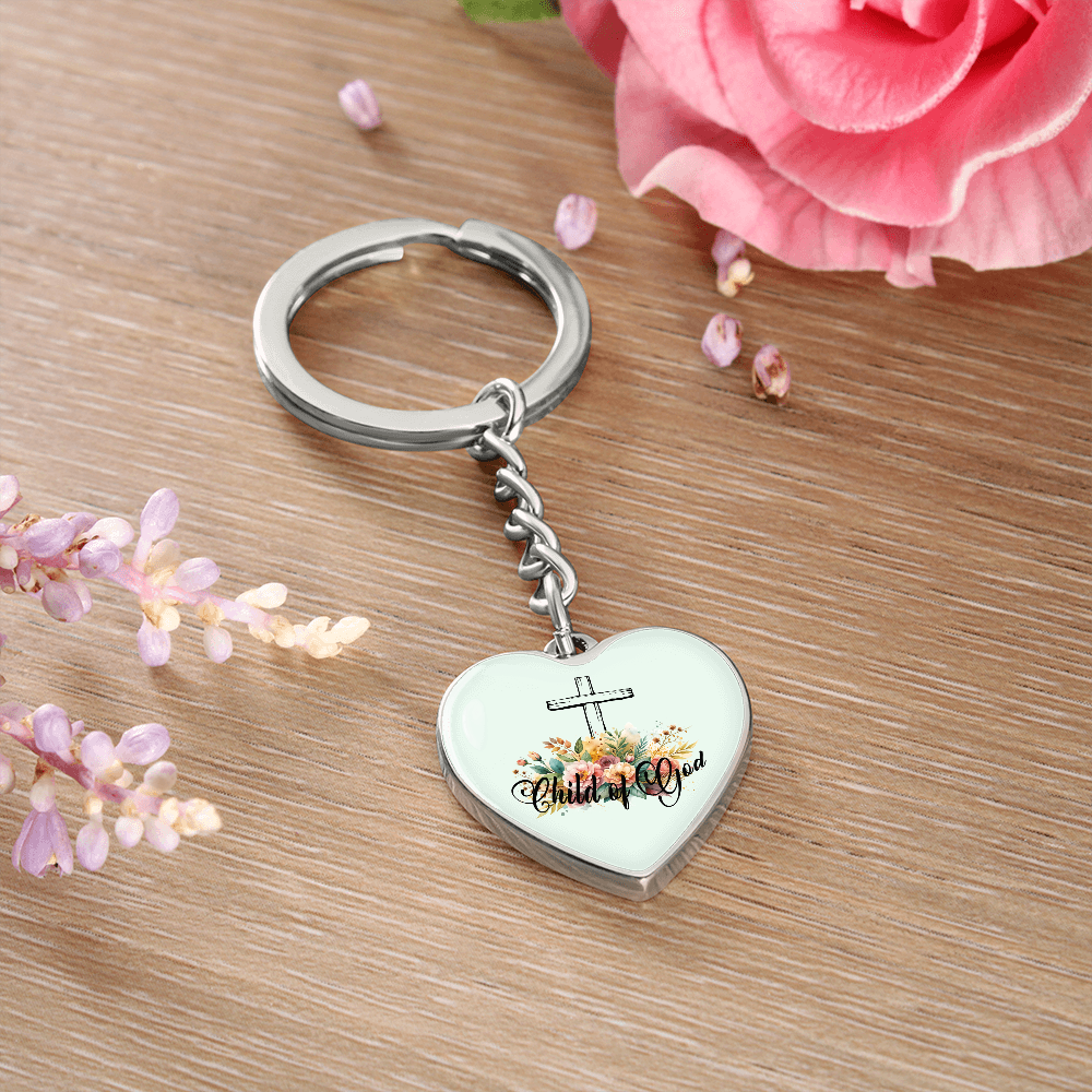 Child Of God - Graphic Heart Keychain - Gift for Her