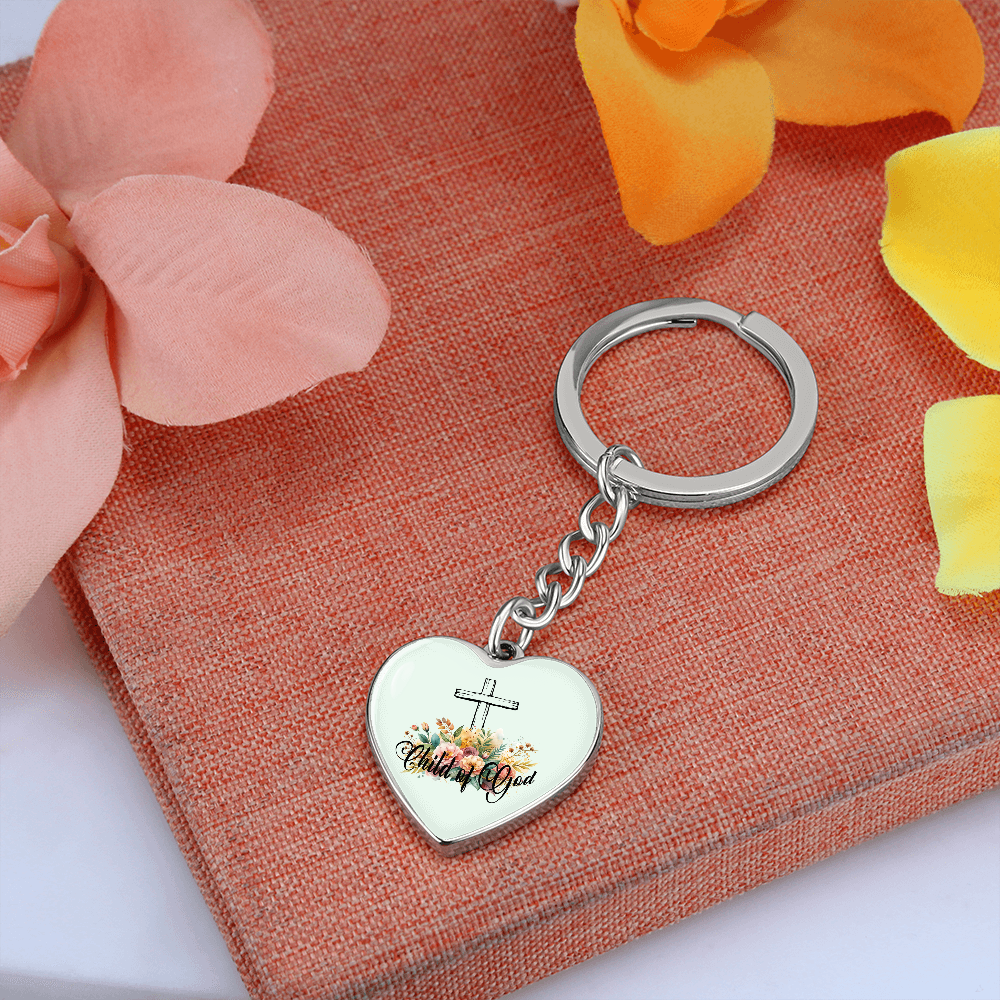 Child Of God - Graphic Heart Keychain - Gift for Her