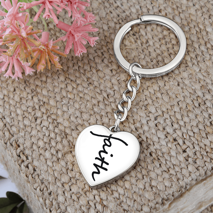 Faith (Black) – Graphic Heart Keychain – Gift for Her - Gift for Him