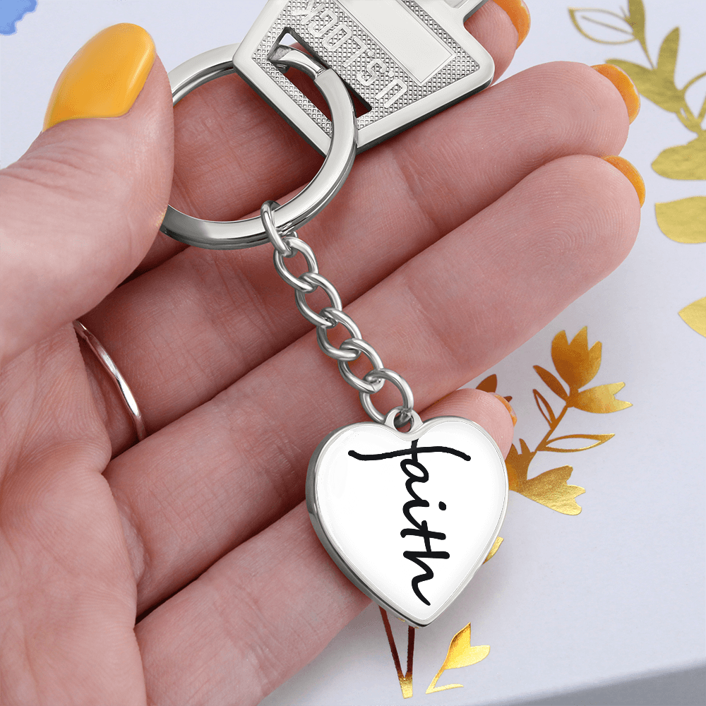 Faith (Black) – Graphic Heart Keychain – Gift for Her - Gift for Him