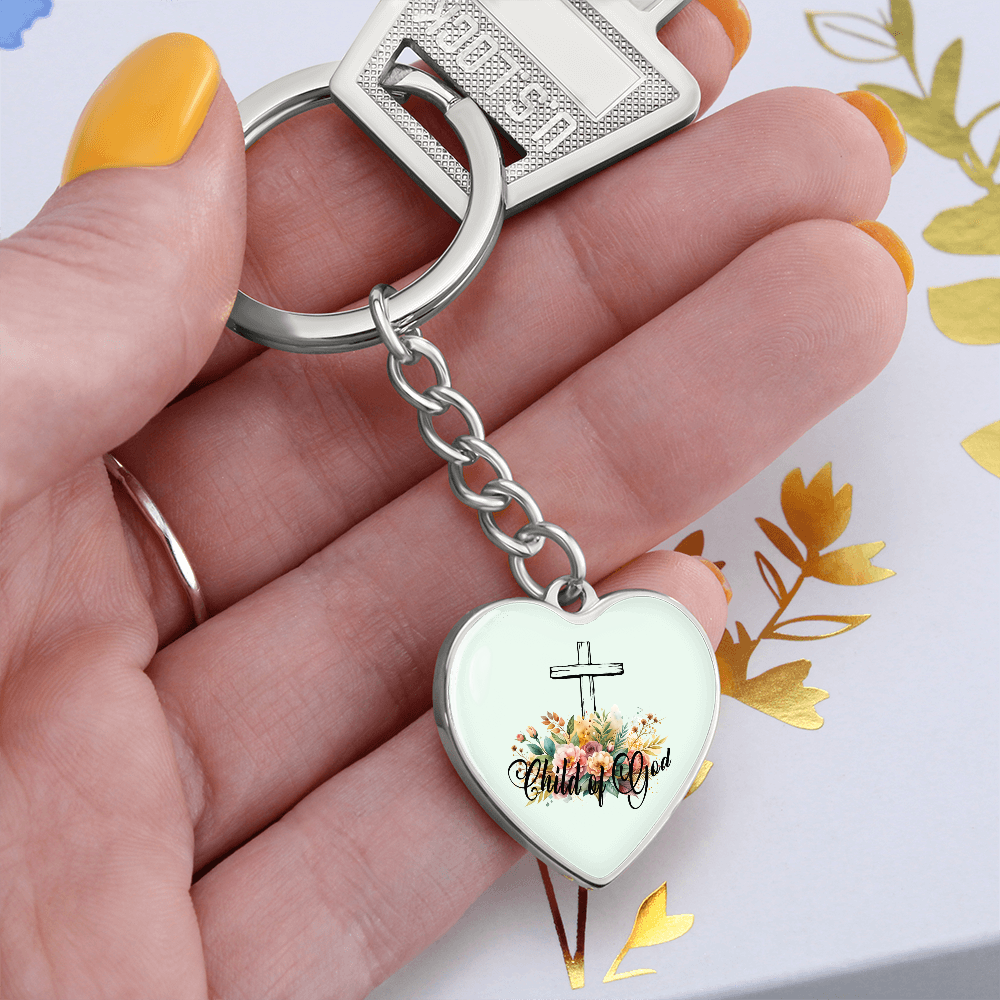Child Of God - Graphic Heart Keychain - Gift for Her