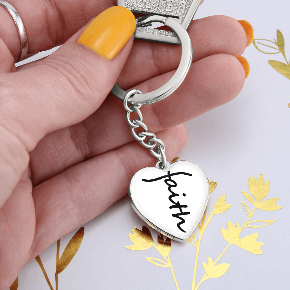 Faith (Black) – Graphic Heart Keychain – Gift for Her - Gift for Him