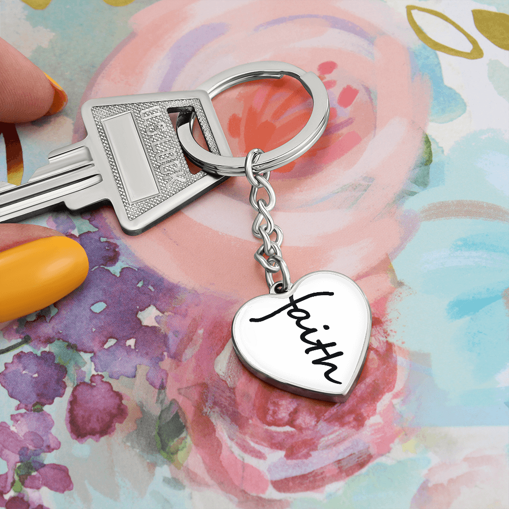 Faith (Black) – Graphic Heart Keychain – Gift for Her - Gift for Him