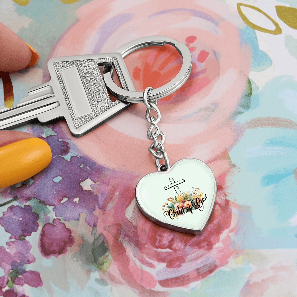 Child Of God - Graphic Heart Keychain - Gift for Her