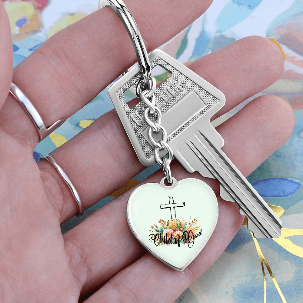 Child Of God - Graphic Heart Keychain - Gift for Her