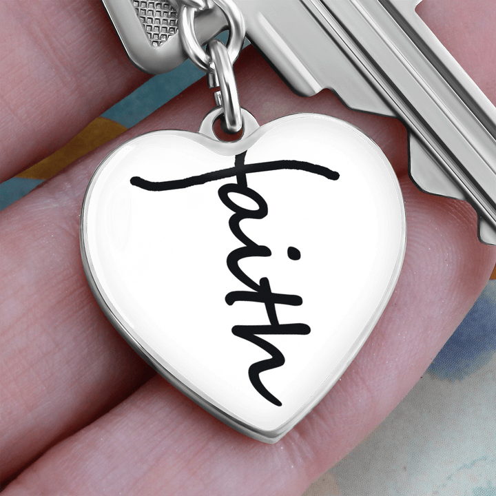 Faith (Black) – Graphic Heart Keychain – Gift for Her - Gift for Him
