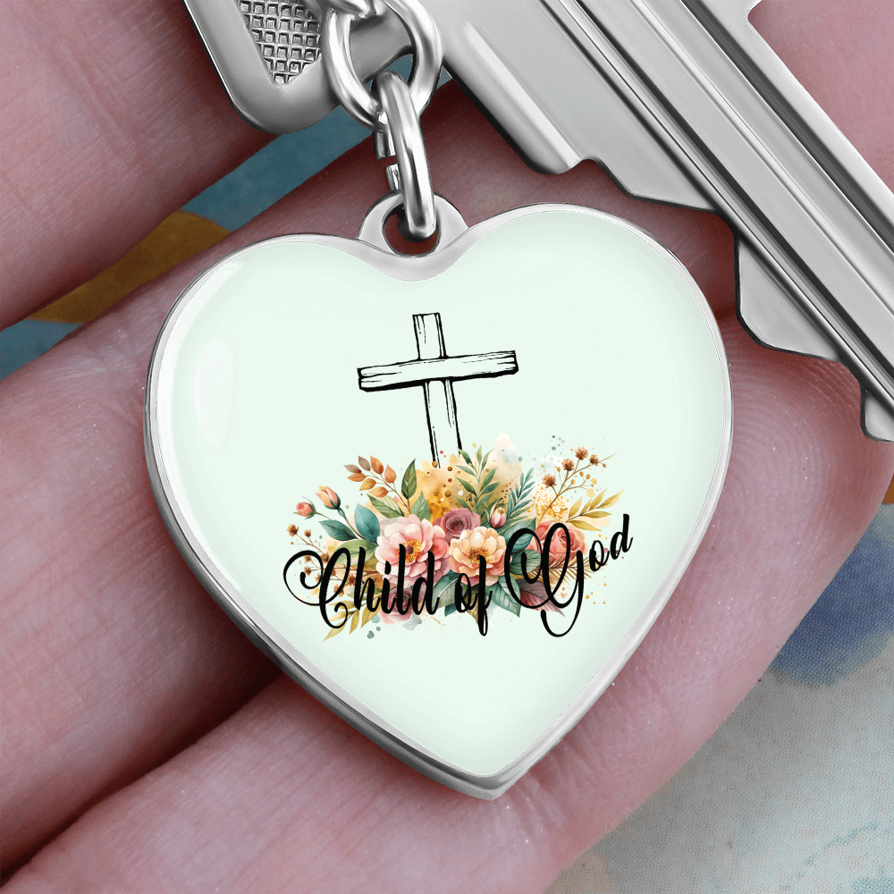 Child Of God - Graphic Heart Keychain - Gift for Her