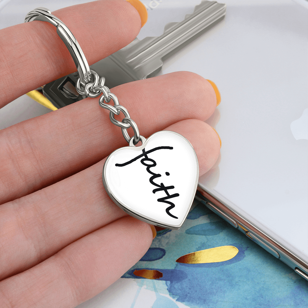 Faith (Black) – Graphic Heart Keychain – Gift for Her - Gift for Him