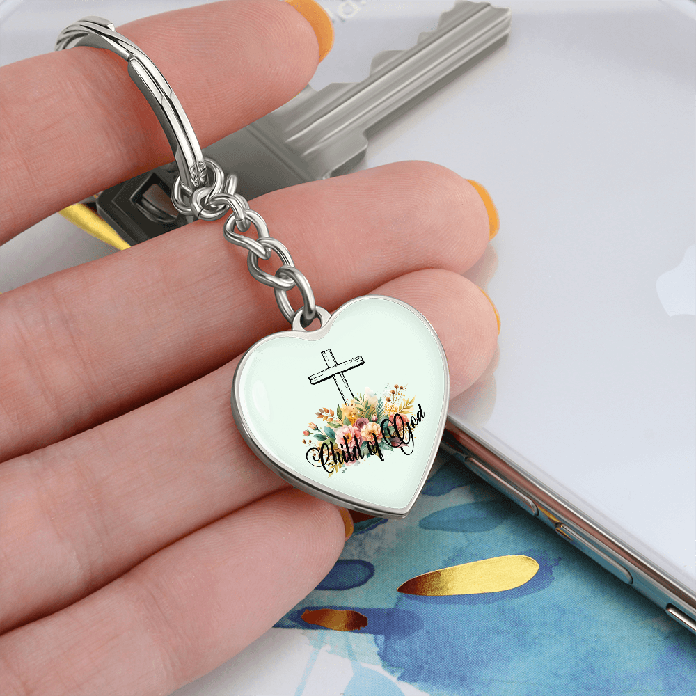 Child Of God - Graphic Heart Keychain - Gift for Her